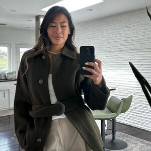 Women's VINCE wool Olive Belted Coat org $595